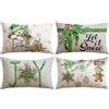 Artscope 4 Pezzi Federe Cuscini di Natale Cuscino Decorativo in Lino Natalizi per la Decorazione Domestica Soggiorno Camera da Letto Divano 30x50cm (Verde - Popolo di Neve e Torta di Zenzero)