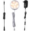 AIBOO Illuminazione a LED da 12 V, 1 pezzo, lampada da incasso da cucina, con interruttore manuale, illuminazione per vetrina per armadio, armadio, scaffale, LED rotondo, luce bianca calda