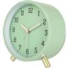 Lafocuse Metallo Sveglia senza Ticchettio con Luce Notturna, Semplice Sveglia da Comodino Analogica Silenziosa, Moderno Orologio da Tavolo Batteria per Casa Ufficio 11cm, Verde