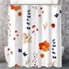 Lerores Tenda da doccia 120 x 200 cm, motivo floreale arancione e navy, orlo appesantito, antimuffa, impermeabile, lavabile, in poliestere, con 8 occhielli e anelli per tenda da doccia, per bagno