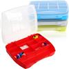 com-four® 4x scatole portaoggetti con coperchio trasparente - organizer 12 scomparti - contenitore plastica per accessori creativi, gioielli & viti [casuale] (4 pezzi - colorati - grandi)