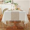 Pahajim Tovaglia Antimacchia Rettangolare Copritavolo Moderno Cotone Lino Tovaglie Elegante Impermeabile Lavabile per Protezione Tavolo Cucina,Soggiorno,Ristorante (Bianca,140x300cm)