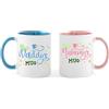 OM Print Hub Set di tazze per caffè Mummy and Daddy, regalo per nuovi genitori, baby shower, festa della mamma/papà, Natale, anniversario, set di tazze per mamma e papà 300ml/11oz (Design 3 - Colore