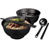 KOIROI 2 Set (6 pezzi) Ciotola Ramen, Ramen Bowl, Ciotole per Zuppa di Noodle Giapponesi, Giapponese Ramen Ciotole con Bacchette e Cucchiai, 1300ml Ciotola per Insalate, Udon, Pho, Pasta e Zuppe Asiatiche