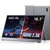 ARZOPA Monitor Portatile 16.1 2,5K QHD 180Hz | IPS HDR10 400 Nit | Ultra Sottile 780g | Supporto integrato + Custodia inclusa | Compatibile con PC, Mac, PS5, Xbox, Switch, Smartphone -Z3FC Grigio