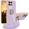 XCYYOO Cover per Xiaomi Redmi Note 13 5G con Cordino, Custodia Redmi Note 13 5G con Tracolla, Case Antiurto 360°Metallo Ring Kickstand Litetettiva Auto,Cover per Xiaomi Redmi Note 13 5G con cord - Viola