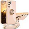 XCYYOO Cover per Huawei P30 Pro con Cordino, Custodia Huawei P30 Procon Tracolla, Case Antiurto 360°Metallo Ring Kickstand Litetettiva Auto,Cover per Huawei P30 Pro con cord - Rosa