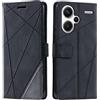 Vankii Cover per Xiaomi Redmi Note 13 PRO Plus 5G, Flip Caso Libro Premium Portafoglio Custodia in Pelle PU Magnetica,Custodia Pelle TPU Silicone Antiurto,Funzione Supporto Slot Schede(Nero)