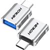 HOWJIM Adattatore da USB C a USB 2 Pezzi,OTG 10Gbps Adattatore USB C Maschio a USB A 3.2 Femmina,Ricarica rapida per Phone 17/16/15 Pro Max,Pad Pro,M-acBook Pro/Air,D-ell XPS,Chrome-book Argento