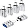 HOWJIM Adattatore da USB C a USB 6 Pezzi,3A Ricarica Rapida,OTG 10Gbps Adattatore USB C Maschio a USB A 3.2 Femmina per Phone 17/16/15 Pro Max,Pad Pro,M-acBook Pro/Air,D-ell XPS,Chrome-book Argento