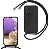 Beajew Custodia per Samsung Galaxy A32 5G Cover con Regolabile Rimovibile Corda da Catena Collana Necklace Antiurto Cordino Collari per Samsung Galaxy A32 5G, Nero