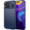 WJXEXRS Cover per iPhone 17 Pro Max, Custodia Spazzolata e Fibra di Carbonio Morbido Silicone TPU Slim Fit, Antiurto, Antigraffio, Antiscivolo, Protezione Cover Grado Militare iPhone 17 Pro Max -Blu