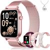 Iaret Smartwatch Donna, 4 Cinturini & Collana Regalo, 1.83 Orologio Chiamate HD, 110+ Sport Fitness Tracker, Monitoraggio Sonno/Frequenza Cardiaca/Ciclo/Contapassi, per iPhone/Android, Oro Viola