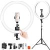 NEEWER Luce Anulare SRP18-2.4G LED 18 con Stativo e Portatelefono, Controllo 2.4G&Touch Manuale, Ring Light 42W 3200-5600K per Salone Tatuaggi Ciglia Barbiere Trucco, Illuminazione Fotografica,(Nera)
