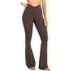 Sunzel, Leggings Svasati contenitivi, a Vita Alta a Incrocio e Gamba Larga, Adatti per Yoga, Nero, M