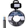 Zarivy Avvolgitubo H05VV-F 2x1mm - nero 5m: ideale per collegamenti elettrici sicuri e durevoli. Il suo design compatto facilita l'archiviazione e l'utilizzo in varie applicazioni.