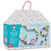 Janod - 4 Gioielli in Legno da Creare Flower Garden - I Primi Atelier dei Gioielli - Creazione di Gioielli Fai-da-Te - Kit Creativo per Bambini - Motricità Fina e Concentrazione - Da 4 anni - J09130
