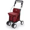 Carlett Deambulatore e Carrello con Sedile Integrato, Prodotto Medico Certificato UE, Borsa Esraibile 29L/15 kg, Vassoio Portaoggetti e Manico Regolabile, Pieghevole, Ruote Regolabili, Comfort, Rosso