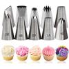 Xanewza Set di 10 Beccucci in Acciaio Inox, Beccucci Sac a Poche Grandi, Punte per Piping Grandi (1M, 2D, 4B, 1A, 124, 3K, 8A, 5FT, 111 e 1G) per Decorare Torte Crema Cupcake (10 PCS Beccucci)