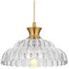 ZTTECH Lampadario a Sospensione in Vetro Vintage 30cm Altezza Regolabile E27 Lampada da Soffitto per Cucina Soggiorno Sala da Pranzo Camera da Letto Bar Ristorante (Oro + Trasparente)