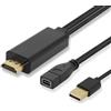 Elecbee Cavo adattatore da HDMI a Mini per DisplayPort con ricarica USB 4K a 60Hz X 2K HDMI maschio per DP femmina Cavo video applicabile solo a Mini per Display Port, funziona