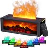 Holwim Diffusore di aromi con camino a LED, diffusore di oli profumati per oli essenziali con effetto fiamma a 7 colori, umidificatore da 150 ml con telecomando, 4 timer (Nero)