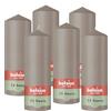 Bolsius - Essentials - candela a pilastro - tortora - 20cm - 6 pezzi - candela decorativa - contiene cera vegetale naturale - senza olio di palma