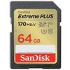 Sandisk SD Extreme Plus 64GB XC (V30, U3, UHS I, C10 - 170MB/s lettura, 80MB/s scrittura)