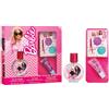Barbie set cosmetica 30ml con eau de toilette, lucidalabbra e palette per bambini