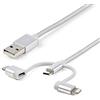 StarTech.com Cavo USB-C Multi-Carica - Lightning, USB, Micro-B - Cavo di Ricarica Intrecciato USB-C - Certificato MFi - USB 2.0 - 3 in 1 - 1m