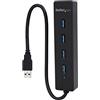 StarTech.com Hub portatile USB 3.0 SuperSpeed a 4 porte, 5Gbps, Perno e concentratore per notebook o book USB 3.0 con cavo integrato (ST4300PBU3)
