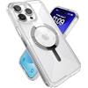 Speck Custodia trasparente per iPhone 15 Pro Max, sottile, costruita per MagSafe, presa di protezione dalle cadute, antigraffio, anti-ingiallimento, custodia per telefono da 6,7 pollici, impugnatura