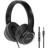 LogiLink HS0053 - Cuffie stereo con microfono, con comandi integrati, morbidi cuscinetti auricolari over-ear e archetto facilmente regolabile, colore: Nero normale