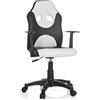 HJH Office 670830 Sedia da Ufficio Girevole per Bambini KID GAME AL Similpelle, Sedia da Scrivania Regolabile in Altezza con Braccioli, Nero/Bianco