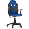 HJH Office 670800 Sedia da Ufficio Girevole per Bambini KID GAME AL Similpelle, Sedia da Scrivania Regolabile in Altezza con Braccioli, Nero/Blu