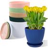 MUXINCAMP Vasi grandi da 17,8 cm, confezione da 6 vasi da fiori con foro di drenaggio e sottovaso, in plastica, per piante da appartamento ed erbe aromatiche (6 colori)