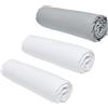 TODAY Essential - Set di 3 lenzuola, 140 x 190 cm, 2 persone, 100% cotone, gesso/acciaio