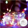 Brightium Catena luminosa a LED con filo di rame, alimentazione 3AA, colori RGBY, lunghezza 10 m, ideale per decorazioni e ambienti festivi.
