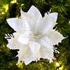 FurRain Stella di Natale artificiali, decorazioni natalizie glitterate, fiori di Natale, decorazioni natalizie per albero di Natale, ghirlande per Capodanno, feste di nozze, ornamenti (bianco)