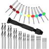 ZCYKJ Set di 36 mini trapani manuali per artigianato, punte elicoidali di precisione con mini morsa per trapano per lavori manuali delicati, assemblaggio elettronico, intaglio fai da te, modellismo