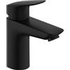 hansgrohe Logis - Rubinetto per lavabo senza scarico, risparmio energetico (CoolStart), Miscelatore lavabo risparmio idrico (EcoSmart) con altezza bocca 93 mm, nero opaco, 71103670