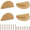 MOROBOR - 4 maniglie per cassetti a mezzaluna in legno di faggio, tiratori semicircolari in legno di faggio, grande armadio, hardware per cassetti con doppio foro per armadio (120 mm)