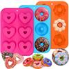 PHOGARY Stampo Ciambella, 3 Donuts Stampi Silicone, 6 cavità Teglia da Forno Antiaderente, 260 ° C Resistente al Calore, per Torte, Biscotti, Bagel, Muffin, Color-2