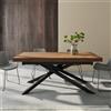 Parama Tavolo allungabile a farfalla 180-240x90cm top in MDF rovere scuro e gambe incrociate in acciaio nero | Jarl
