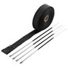cyclingcolors Nastro di protezione dal calore, 25 mm x 10 m, in fibra di vetro, con fascetta per collettore a ventaglio, nastro termico, per auto, moto, moped, nero