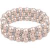 Bling Jewelry Set Di 3 Braccialetti Elastici Impilabili Con Perle Simulanti Rosa Chiaro Per Donne Con Spaziatori A Rondella Di Cristallo Bianco E Base In Ottone Placcato Argento