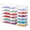 novelinks Contenitori impilabili in plastica trasparente con coperchio a scatto, contenitori per matite, pastelli, perline (confezione da 6 piccoli + 6 pezzi medi - trasparenti)