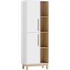 HOMCOM Mobile Bagno Alto, Mobiletto Bagno Salvaspazio con 2 Ante e 4 Ripiani Aperti, Ripiani Regolabili, per Lavanderia, 62.5x35x176 cm, Bianco | Aosom Italy