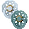Bibs - Ciuccio Boheme Rotondo Lattice Baby Blu/Mare dell'Isola 0-6 m Taglia 1 Confezione 2 Pezzi
