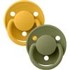 Bibs - Ciuccio De Lux Rotondo Silicone Miele/Oliva 0-36 m Taglia Unica Confezione 2 Pezzi